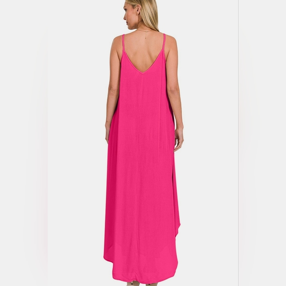 Zenana Woven Cami Maxi Dress with Side Pockets - Picture 2 of 3